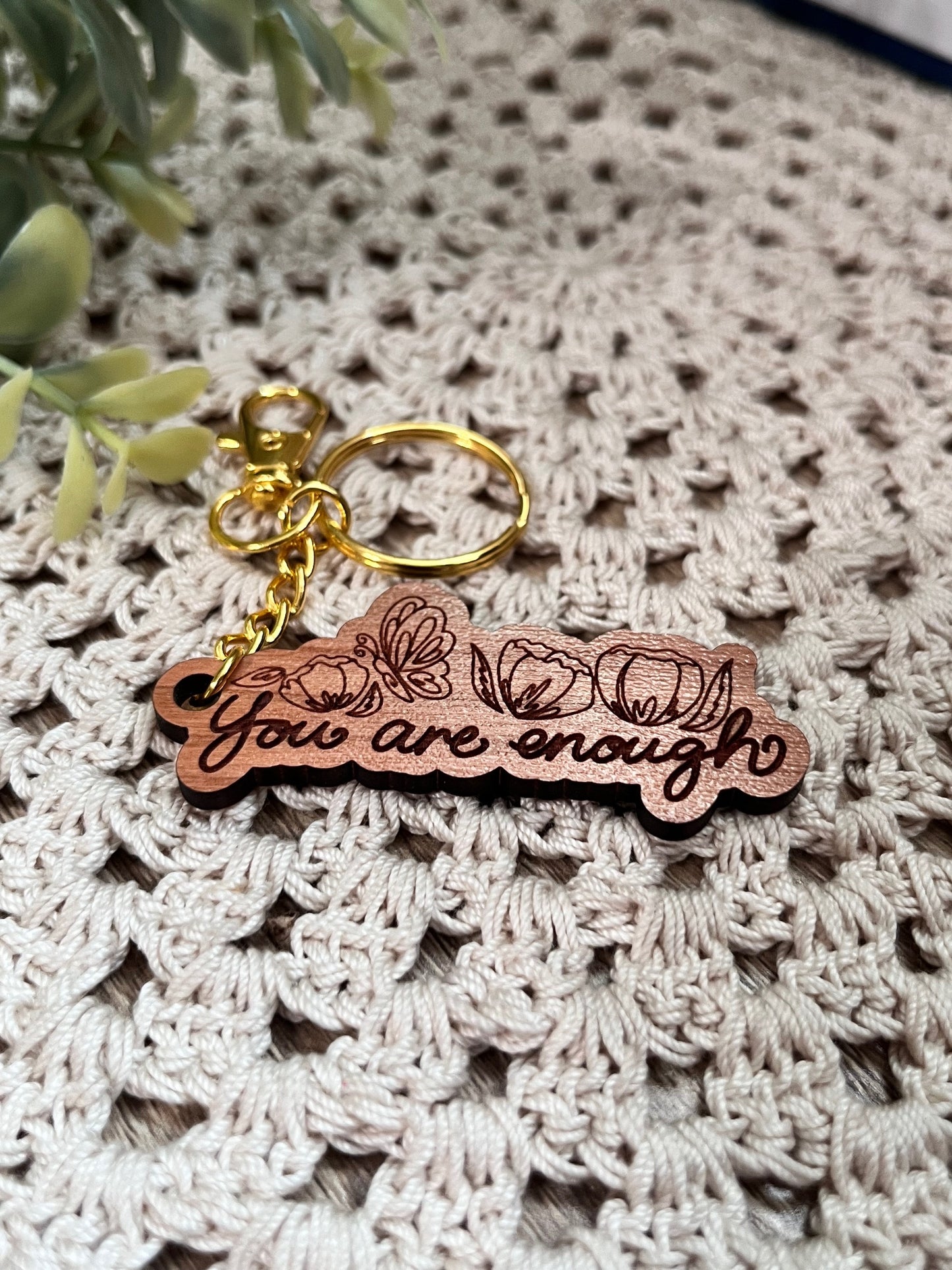 You are enough Wood Keychain