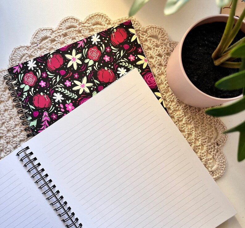 Floral Spiral Notebook | Notebook 7"x9" | 120 Lined Pages Notebook