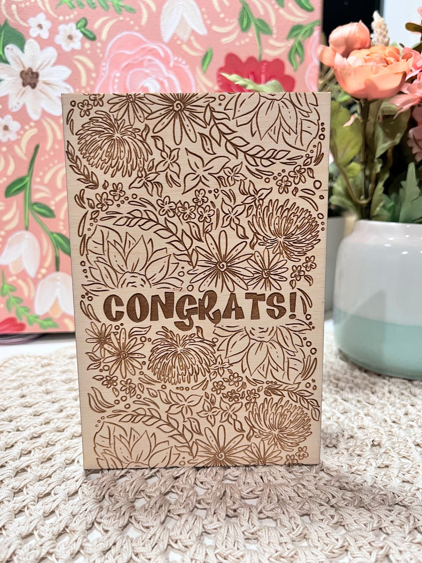 Congrats Wood Greeting Card