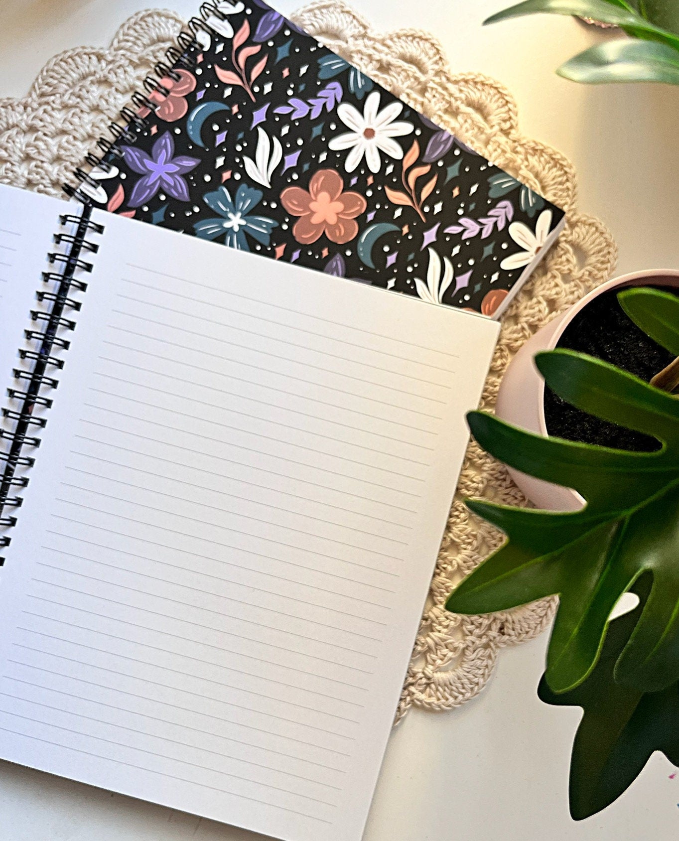 Floral Spiral Notebook | Notebook 7"x9" | 120 Lined Pages Notebook